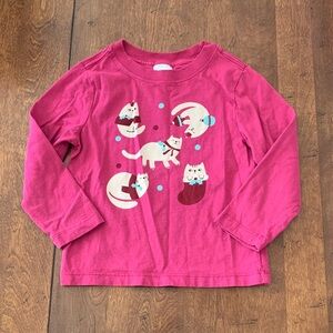 Hanna Andersson Fuchsia Cat Print Long Sleeve Tee